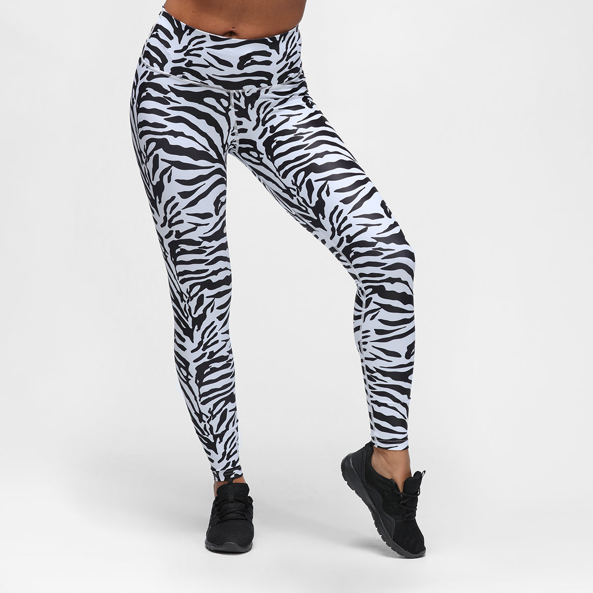 TIKIBOO Black + White Leopard Print leggings gym running yoga size M