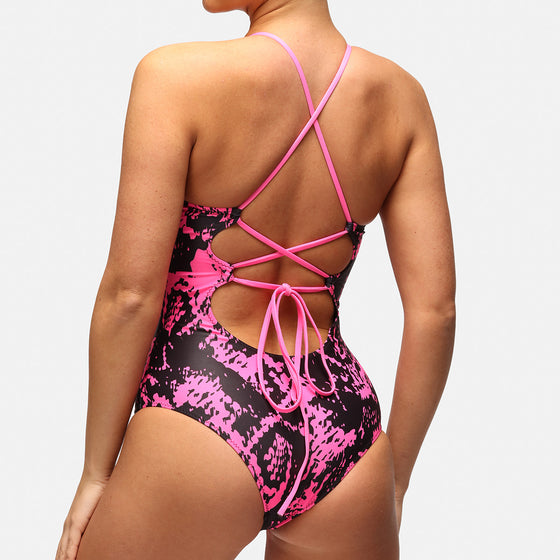 Pink Python Crossover Swimsuit