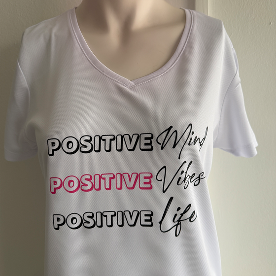 Positive Mind V-Neck White T-Shirt