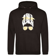  Gold Messy Bun Black Hoodie